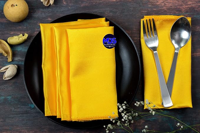 Set of 100 PCS Satin Napkin 12x12 Inch Square, Dinner Table Napkins for Wedding, Bulk Silky Sateen Cloth Napkins for Restaurant Banquet Graduation Birthday Party Decoration - Yellow Gold - Image 6