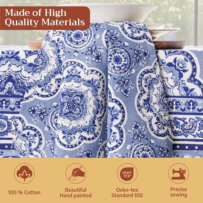 Maison d' Hermine Cloth Napkins Set of 4 Reusable 100% Cotton (20" x 20") | Everyday Square Napkins Cloth Washable Dinner Party Wedding Restaurant Hotel Kitchen Spring Summer - Melodie Bleue - Image 3
