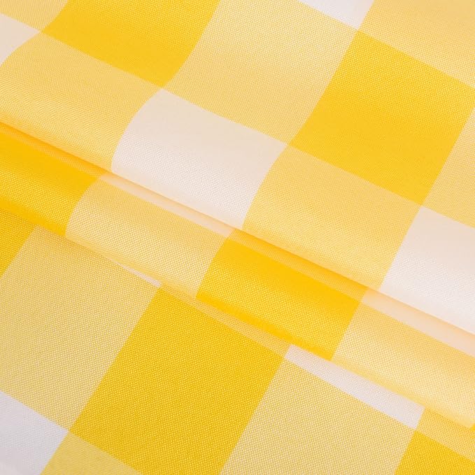 Cupuamon 2 Pack Waterproof Polyester Fabic Square Checkered Tablecloth，54x54 Outdoor Table Cloth，Oil Stain Prevention Table Cloth for Pinics and Parties（Yellow and White） - Image 5