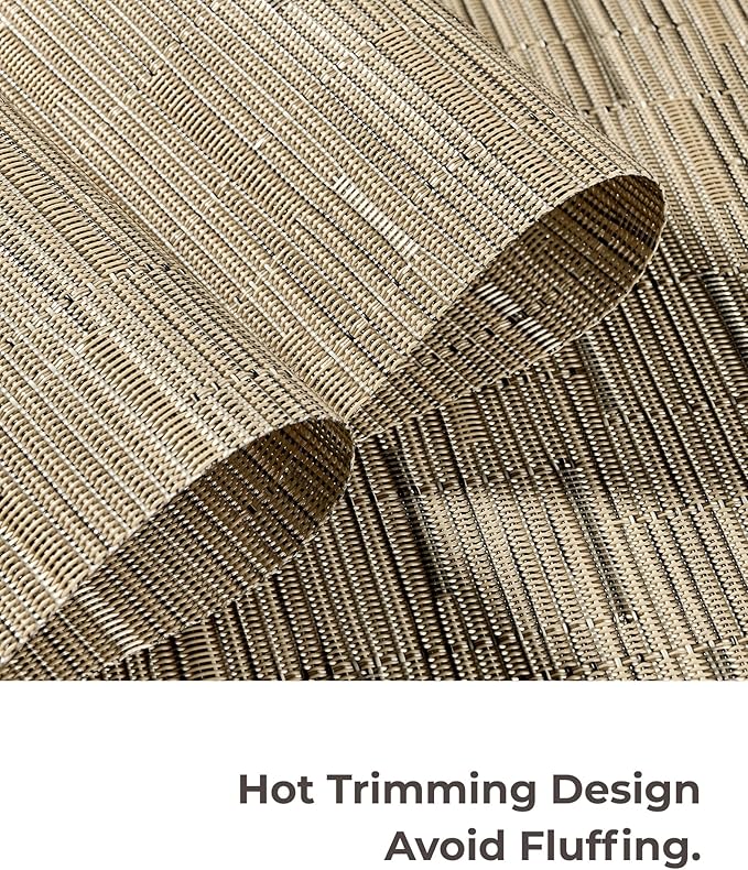 Leetaltree Light Brown Placemats Set of 4 - Heat Resistant Non-Slip Place mats for Dining Table, Washable Durable PVC Vinyl Woven Table Mats（Light Brown, 4） - Image 7