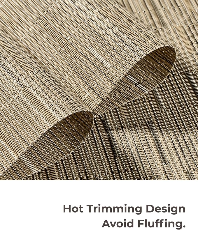 Leetaltree Light Brown Placemats Set of 12 - Heat Resistant Non-Slip Place mats for Dining Table, Washable Durable PVC Vinyl Woven Table Mats（Light Brown, 12） - Image 7