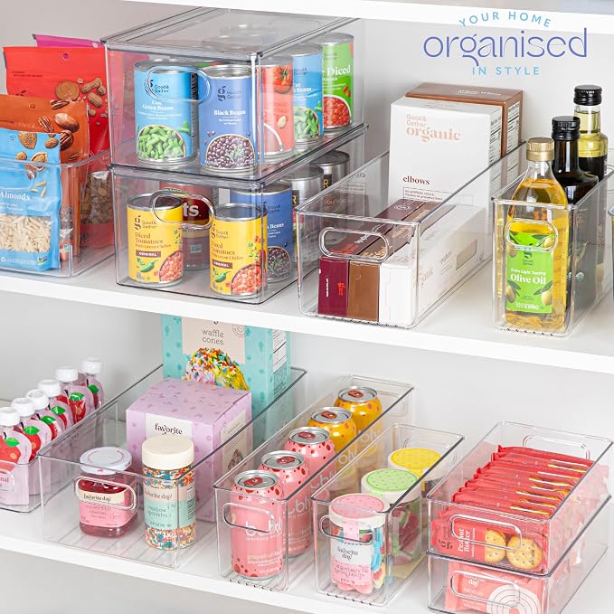 Plastic Food Storage Clear Container Bin with Handles for Organizing Kitchen, Pantry, Fridge, Freezer, Pantry,Bathroom. 16"x4"x5" - Image 7