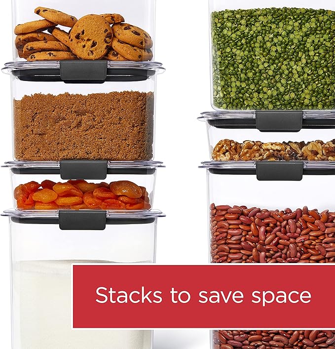 Rubbermaid Brilliance Pantry Food Storage Container Set, BPA-Free, Airtight & Leak-Proof, Clear, 8-Piece, Dishwasher Safe - Image 6