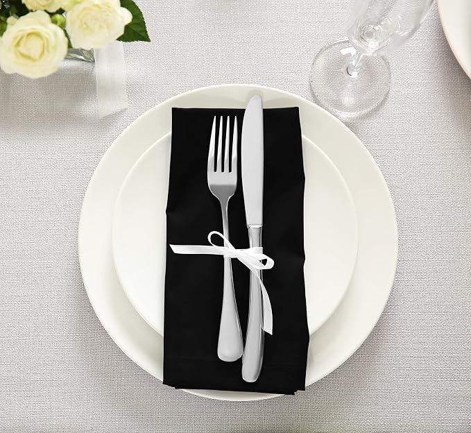 Utopia Kitchen Cotton Blend Black Cloth Napkins [24 Pack, 18x18 Inch] | Absorbent Washable and Reusable for Dinner, Restaurant, Lunch, Wedding and Hotel - Image 6