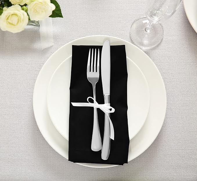Bulk Pack-288 Hotel Cloth Napkins, 18"x18", Wrinkle Resistant, Black | High Volume Cotton Blend Collection for Restaurants, Catering & Event Venues, Washable & Reusable - Image 5