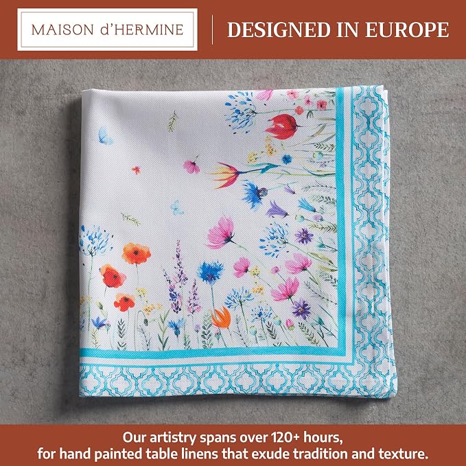 Maison d' Hermine Cloth Napkins Set of 4 Reusable 100% Cotton (20" x 20") | Everyday Square Napkins Cloth Washable Dinner Party Wedding Restaurant Hotel Kitchen Spring Summer - Flower In The Field - Image 2