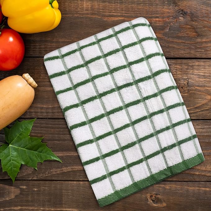 Urban Villa Kitchen Towels Cotton Dish Towels 20”x30” (Set of 3) Green Wht - Image 5