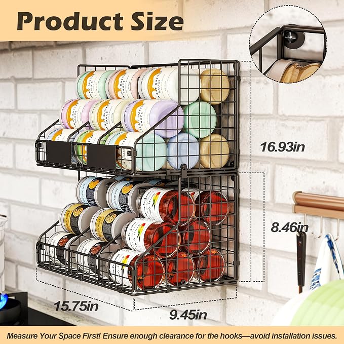 2 Pack Pantry Organizers and Storage Shelf Canned Food Organizer | Stackable, Metal Wire, 4 Adjustable Dividers, Holds 60+ Cans, Space-Saving, Can Goods Organizer, for Cabinet Kitchen - Image 8