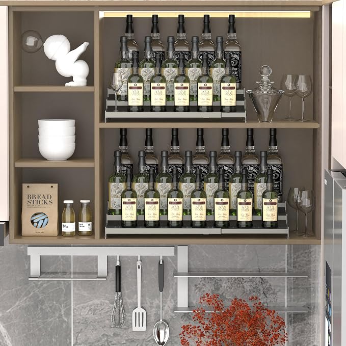 Jojocross Metal Spice Rack Organizer for Cabinet, 3 Tier Expandable Spice Storage Shelf, Great for Kitchen Cabinets, Cupboard,Pantry and Countertop More,Metal Plate with Hole(1PACK/Gun-Grey) - Image 3