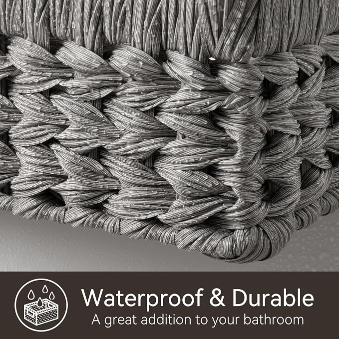 GRANNY SAYS Wicker Baskets for Organizing, Waterproof Pantry Baskets,1-Pack | Large Shallow Basket,Wicker Storage Baskets for Shelves,Woven Baskets for Storage,Rectangle Basket,Wicker Baskets for Storage - Image 5