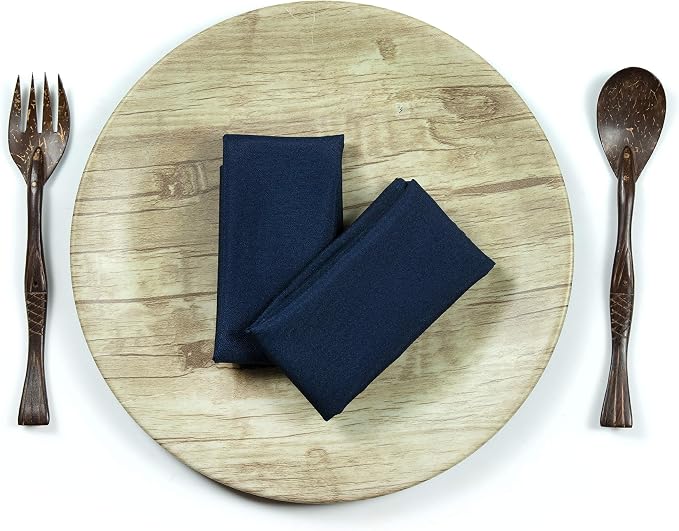 Pack of 50 Polyester Napkins 17 x 17 Inch Square with Scalloped Edge, Plain Washable Reusable Dining Table Cloth Napkin for Wedding Party Banquet Home Restaurant Bistro Decoration - Navy Blue - Image 3