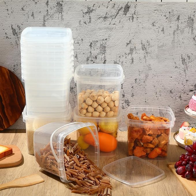 24 Pcs 169 oz Square Deli Containers with Lids and Handle Clear Plastic Food Containers Reusable Space Saver Restaurant Stackable Buckets for Meal Food Prep Kitchen Party Supplies - Image 6