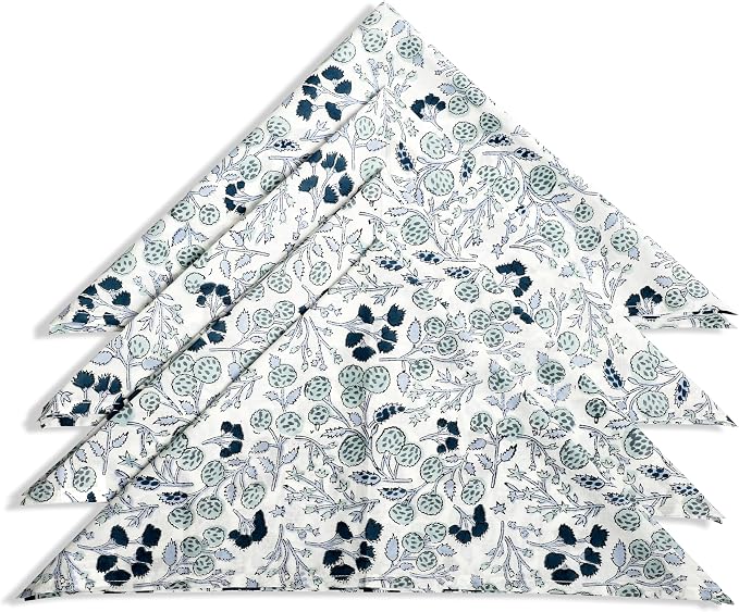 Denim Blue Hand Block Print 100% Cotton Napkins 18" x 18" (Set of 4) Reuseable Kitchen Napkins Cloth Decor Dinner Party Wedding Cocktail Gift for Spring, Easter, Summer - Image 6
