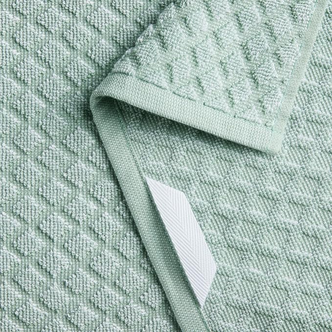 Martha Stewart Honeycomb Chambray Textured Kitchen Towel 4-Pack Set, 100% Cotton with Absorbent Terrycloth, Decorative Kitchen Towels, Mint Green, 16"x28" - Image 3