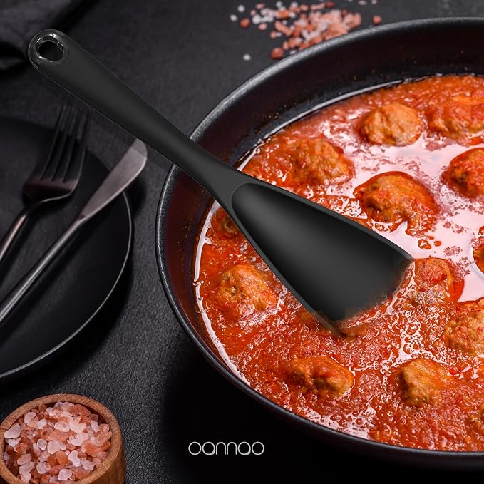 Silicone Kitchen Utensils Set,Utensils Sets for Cooking,Dishwasher Safe | Seamless Spatula Set,Nonstick Cookware, BPA-Free,Heat Resistant up to 600°F, House warming Gift,Black - Image 2