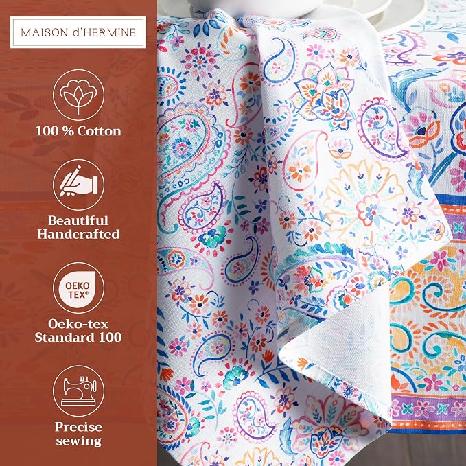 Maison d' Hermine Cloth Napkins Set of 4 Reusable 100% Cotton (20" x 20") | Everyday Square Napkins Cloth Washable Dinner Party Wedding Restaurant Hotel Kitchen Spring Summer - Indian Floral - Image 2