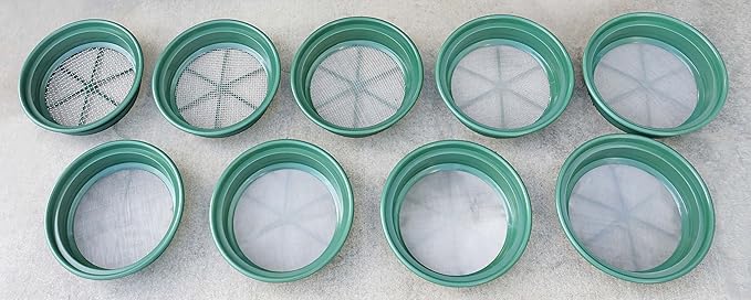 SE 9-Piece Patented 13.25-Inch Wide Stackable Sifting Pan Set for Gold Prospecting with Stainless Steel Mesh - GP2-9 SET - Image 2