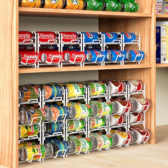 Simple Houseware 4-Pack Soda Can Stackable Rack Dispenser Organizer, White | for Pantry/Refrigerator - Image 6