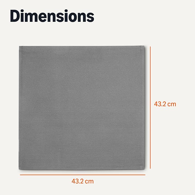 Amazon Basics Reusable Stain and Wrinkle Resistant Cloth Napkins, 17 x 17 inches, Grey, 12-Pack - Image 4