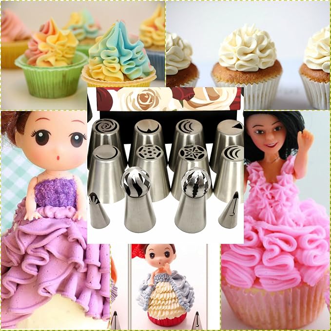 Russian Piping Tips 63 Pcs DELUXE Cake Decorating Supplies Set 37 Icing Nozzles 2 Coupler 2 leaf Tips 22 Pastry Bags + Cupcake Decoration Tools Kit Free E- BOOK in GIFT BOX+Frosting Recipes - Image 4