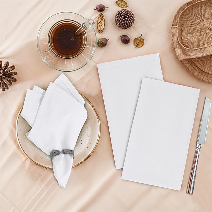 Ruvanti Cloth Napkins Set of 12, 18x18 Inches, 100% Cotton, Washable, Soft & Absorbent, Perfect for Wedding, Christmas, ‎Thanksgiving Dinners - White - Image 2
