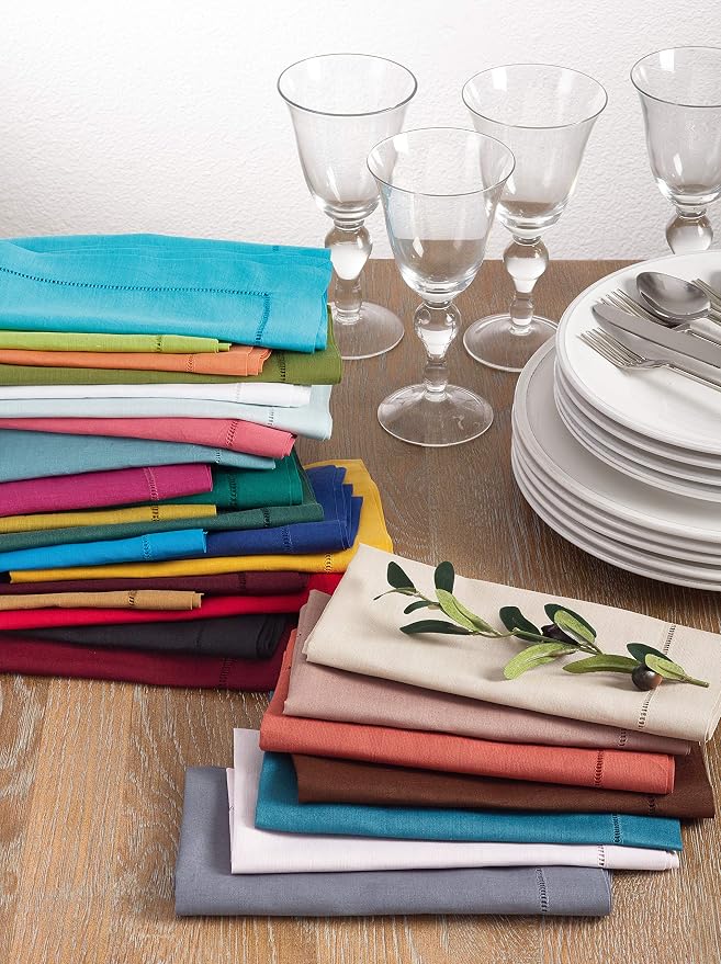 SARO LIFESTYLE Hemstitched Cloth Napkins (Set of 4) - Linen Blend Fabric Napkins for Weddings, Parties, Holiday Dining & Everyday Table Décor, 20"x20", Mustard - Image 2