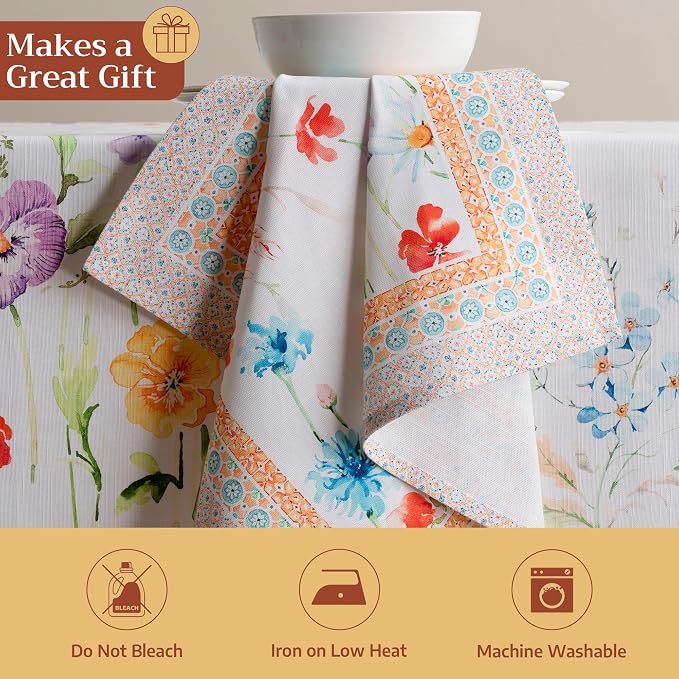 Maison d' Hermine Cloth Napkins Set of 4 Reusable 100% Cotton (20" x 20") | Everyday Square Napkins Cloth Washable Dinner Party Wedding Restaurant Hotel Kitchen Spring Summer - Summer Whisper - Image 5