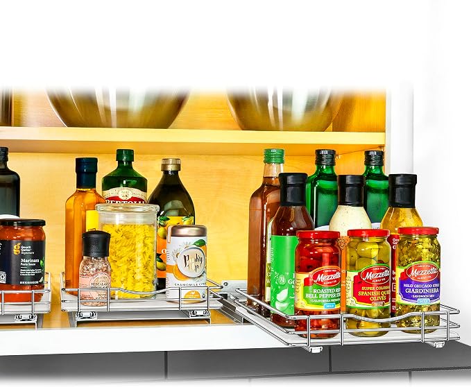 LYNK PROFESSIONAL® Pull Out Spice Organization for Cabinets - 10-3/8 inch Wide – Spice Rack for Inside Cabinets, Slide Out Spice Rack Organizer for cabinet – Pull Out Spice Rack, Sliding 1 Tier Chrome - Image 8