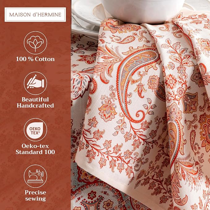 Maison d' Hermine Cloth Napkins Set of 4 Reusable 100% Cotton (20" x 20") | Everyday Square Napkins Cloth Washable Dinner Wedding Restaurant Hotel Kitchen Thanksgiving Christmas - Cachemire - Image 2