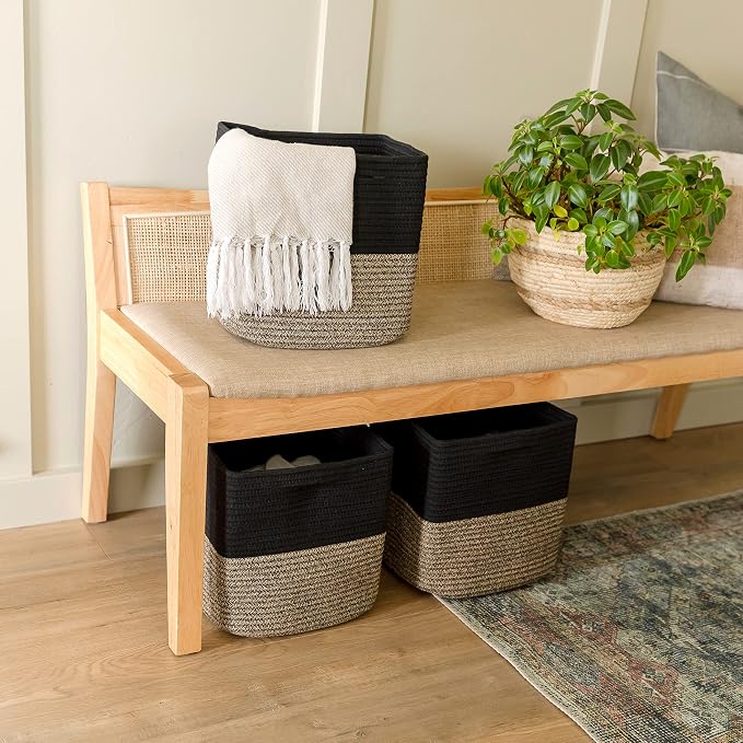 NaturalCozy Storage Cubes 11 Inch Cotton Rope Woven Baskets for Organizing, 3-Pack | Cube Storage Bin | Square Storage Baskets for Shelves Organizer, Classroom, Kids Toy Bins, Closet, Baby Nursery - Image 5