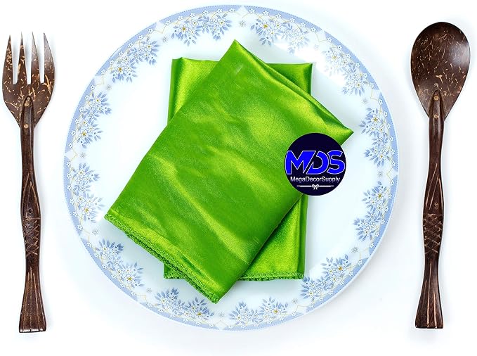 Set of 100 PCS Satin Napkin 12x12 Inch Square, Dinner Table Napkins for Wedding, Bulk Silky Sateen Cloth Napkins for Restaurant Banquet Graduation Birthday Party Decoration - Parrot Green - Image 5