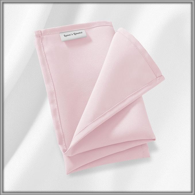 Lann's Linens Set of 12 Cloth Dinner Napkins, 20-inch Polyester Napkins, Washable and Reusable Fabric for Weddings, Hotels, Restaurants - Pink - Image 6