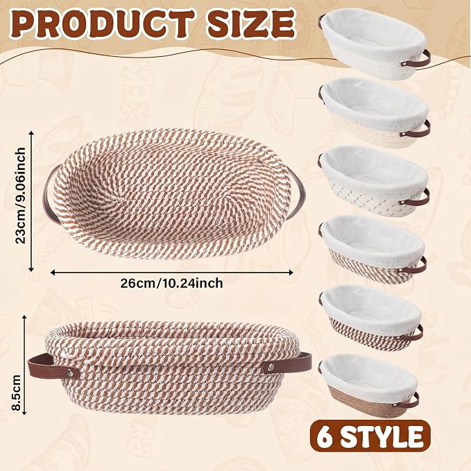 Gisafai 12 Set Banneton Bread Proofing Baskets Bulk 10 Inch Oval Cotton Rope Artisan Sourdough Bread Banneton Dough Proofing Bowls with Cloth Liners and Covers for Homemade Baking Bakery - Image 3