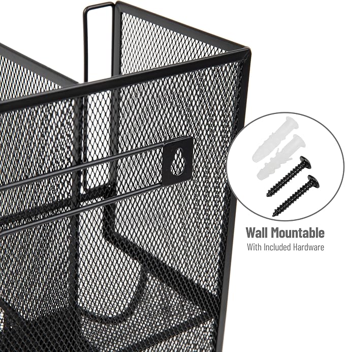 Mind Reader Multipurpose Countertop Organizer, Office Breakrooms, Cup and Condiment Station, Metal Mesh, Black - Image 4