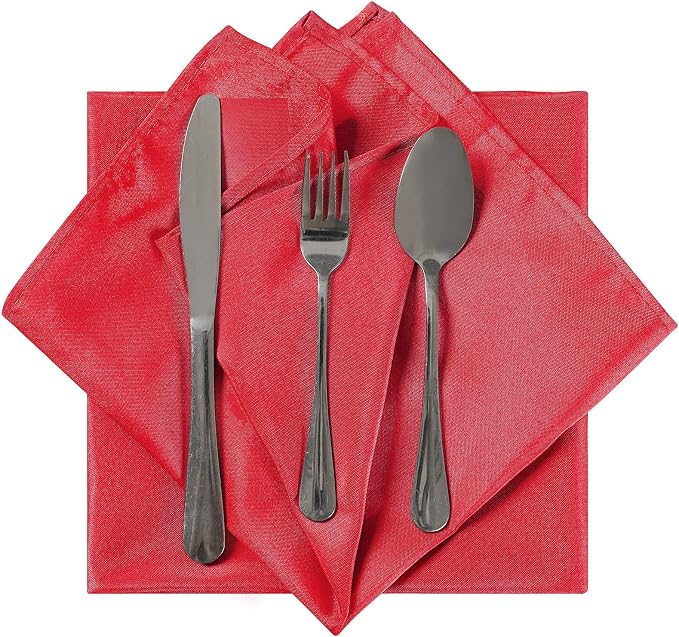 Cloth Napkins 20x20 inch Washable Polyester Dinner Napkins Soft Table Napkins for Wedding Party Dining Banquet(Red,25PCS) - Image 4