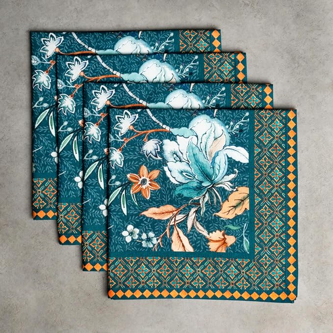 Maison d' Hermine Cloth Napkins Set of 4 Reusable 100% Cotton (20" x 20") | Everyday Square Napkins Cloth Washable Dinner Wedding Restaurant Kitchen Thanksgiving Christmas - Luxury Loft - Dark Teal - Image 9