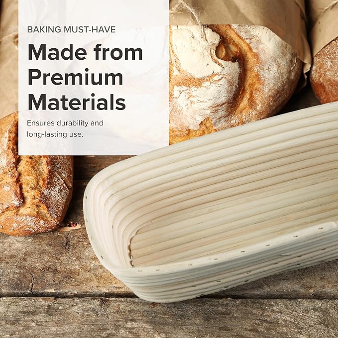 Frieling Rectangular Brotform Proofing Basket - 12 x 5.5-inch, Natural Cane & Cotton Liner - For Sourdough Bread Baking & Rising - Includes Banneton Liner - Image 5