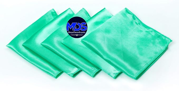 Set of 100 PCS Satin Napkin 12x12 Inch Square, Dinner Table Napkins for Wedding, Bulk Silky Sateen Cloth Napkins for Restaurant Banquet Graduation Birthday Party Decoration - Mint - Image 2