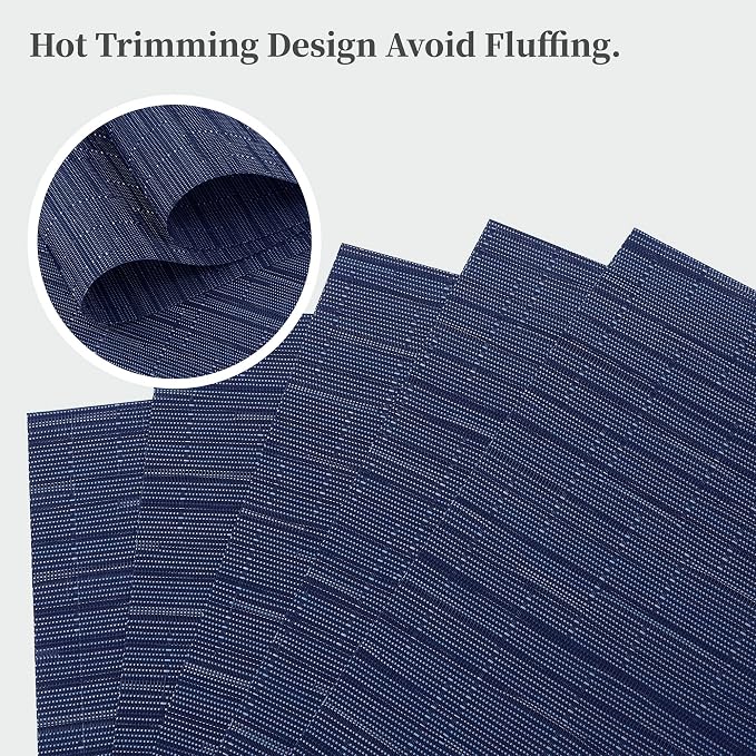 Leetaltree Blue Placemats Set of 12 - Heat Resistant Non-Slip Place mats for Dining Table, Washable Durable PVC Vinyl Woven Table Mats（Blue, 12） - Image 3