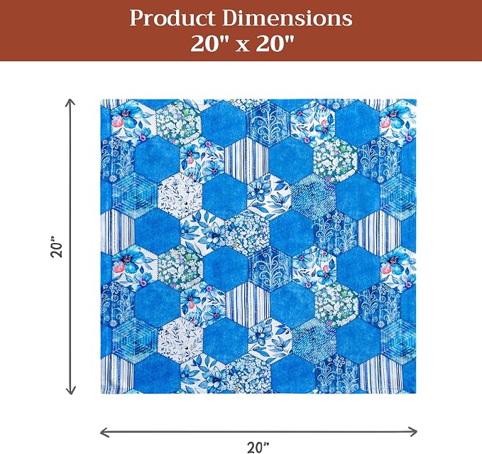 Maison d' Hermine Cloth Napkins Set of 4 Reusable 100% Cotton (20" x 20") | Everyday Square Napkins Cloth Washable Dinner Party Wedding Restaurant Hotel Kitchen Spring Summer - Summer Blues - Image 7