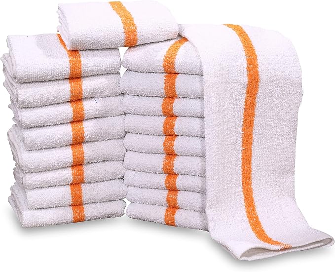 60 PC New Cotton Blend White Restaurant Bar Mops Kitchen Towels (5 Dozen) (60, Gold Stripe) - Image 7