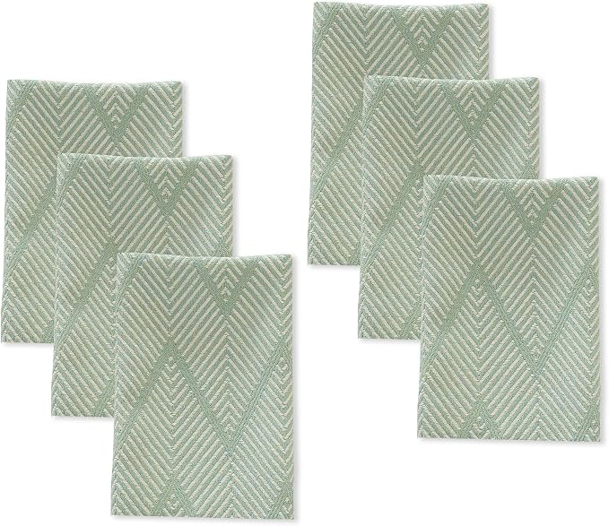 17x17 Green Icelandic Cloth Napkins Set of 6 Washable Reusable | Refresh your table aesthetic. These 17x17 washable green Icelandic pattern napkins add a textured, natural feel. by UWWGKK