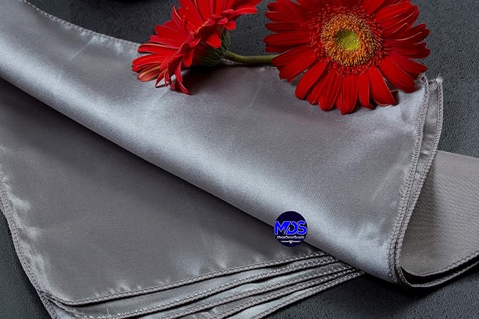 Set of 100 PCS Satin Napkin 12x12 Inch Square, Dinner Table Napkins for Wedding, Bulk Silky Sateen Cloth Napkins for Restaurant Banquet Graduation Birthday Party Decoration - Silver Gray - Image 6