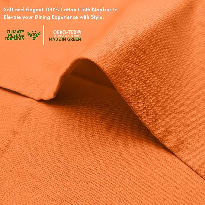 Ruvanti Cloth Napkins Set of 12, 100% Cotton High GSM 18x18 Inches Soft, Washable, Highly Durable & Absorbent, Perfect for Parties, Christmas, Thanksgiving Dinners – Orange Peel - Image 4