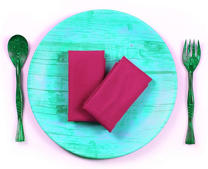 Pack of 25 Polyester Napkins 17 x 17 Inch Square with Scalloped Edge, Plain Washable Reusable Dining Table Cloth Napkin for Wedding Party Banquet Home Restaurant Bistro Decoration - Magenta - Image 4