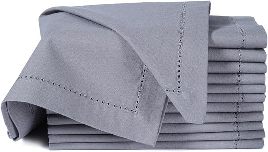 Cotton Cloth Napkins Set of 12, 18x18 Cotton Napkin Cloth Washable, Soft, Reusable Napkins for Wedding, Parties, Christmas, Thanksgiving, Everyday Use (Grey) - ALPHA Living HOME by ALPHALivingHOME