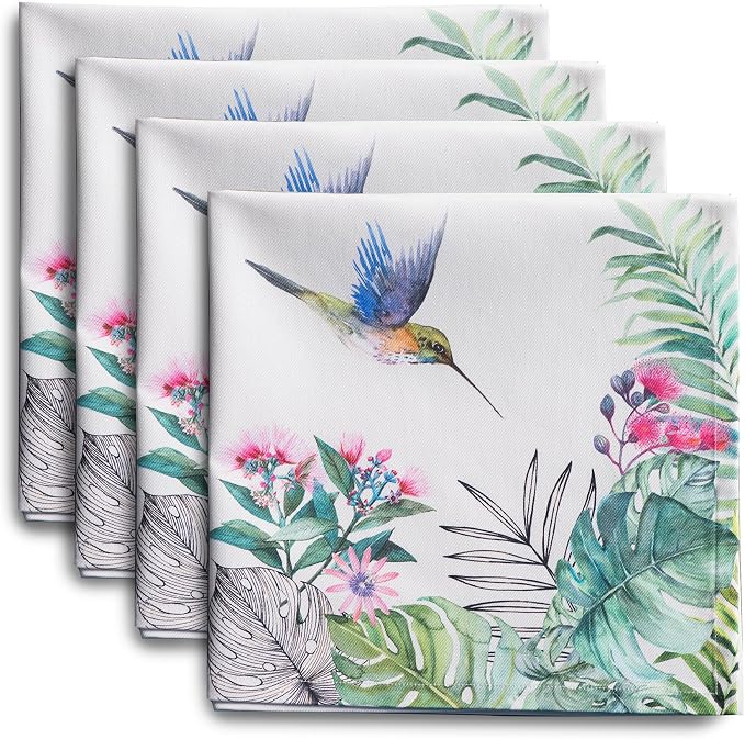 Maison d' Hermine Cloth Napkins Set of 4 Reusable 100% Cotton (20" x 20") | Everyday Square Napkins Cloth Washable Dinner Party Wedding Restaurant Hotel Kitchen Spring Summer - Tropiques by MaisondHermine