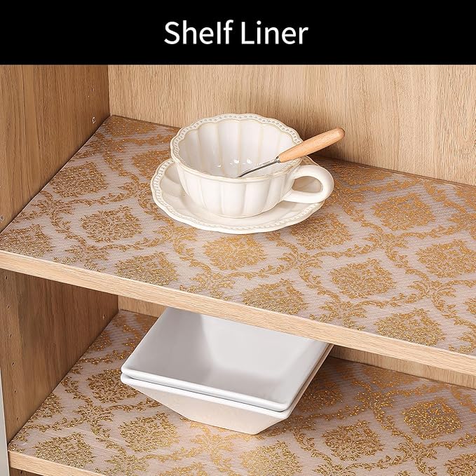 Cooyes Shelf Liner for Kitchen Cabinets – Non-Adhesive Waterproof Drawer Liner – Durable EVA Material Easy-to-Cut Shelf Paper for Refrigerator, Cupboard, Dresser with Modern Pattern - Image 3
