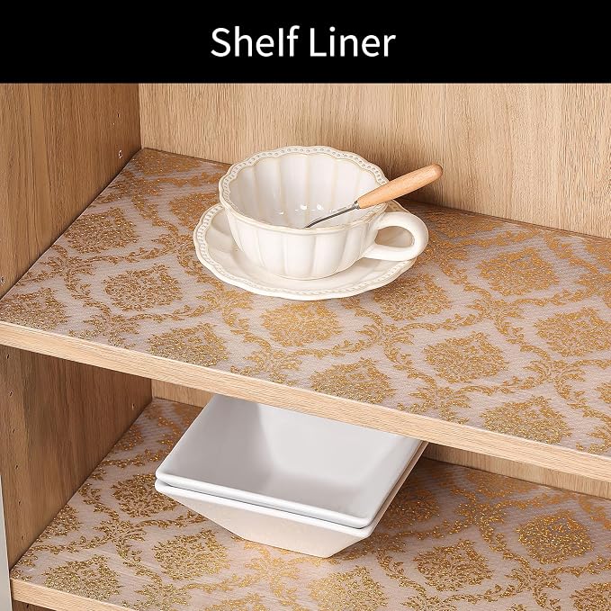 Cooyes Shelf Liner for Kitchen Cabinets – Non-Adhesive Waterproof Drawer Liner – Durable EVA Material Easy-to-Cut Shelf Paper for Refrigerator, Cupboard, Dresser with Modern Pattern - Image 3
