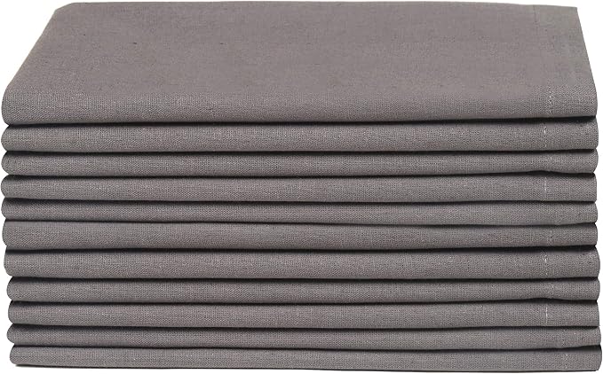 Bedding Craft Everyday Cotton Cloth Napkins Set of 12 – 18x18 Charcoal with Mitered Corners & Generous Hem – Machine Washable Dinner Napkins for Weddings, Cocktails & Dining - Image 2